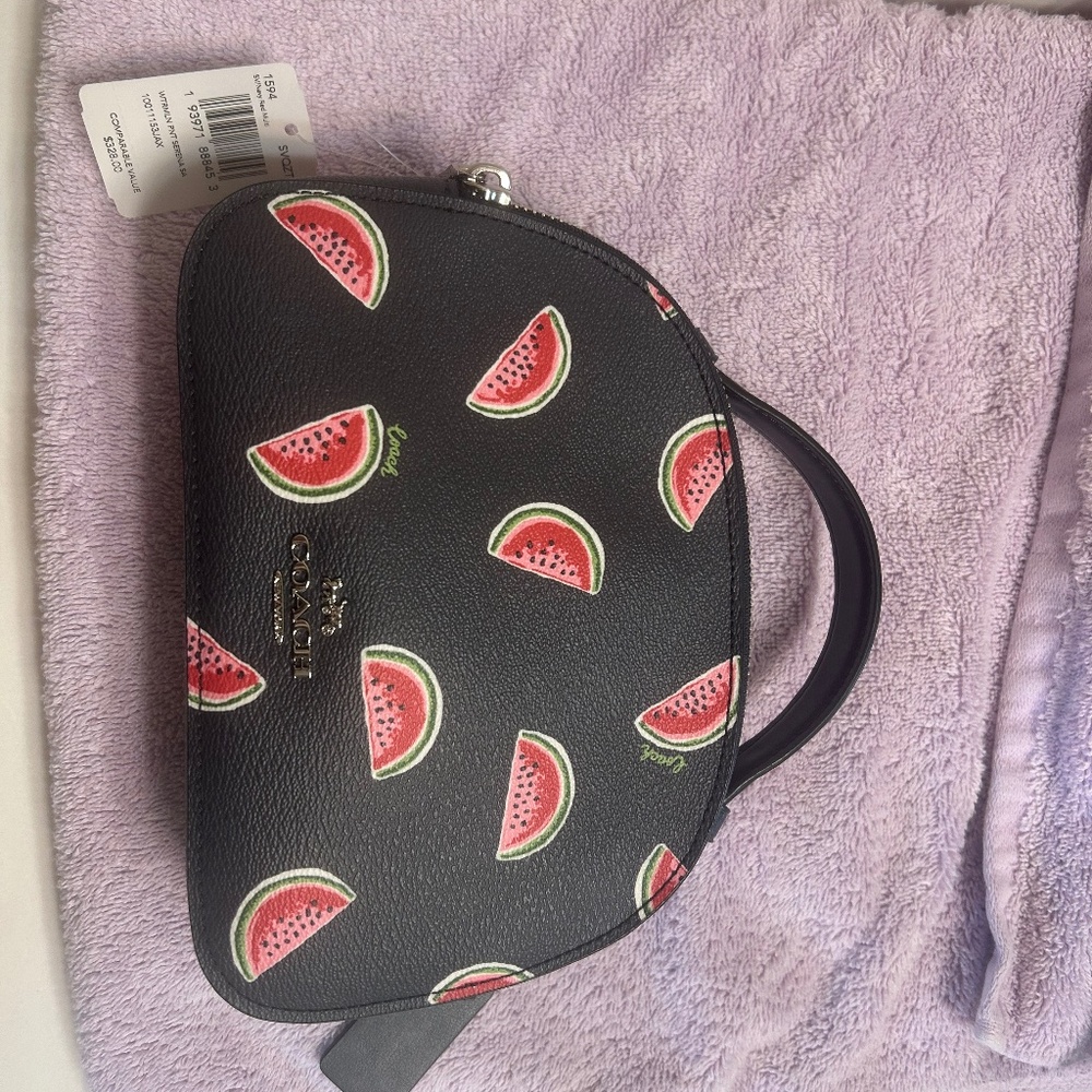 Coach watermelon cross body purse with key holder